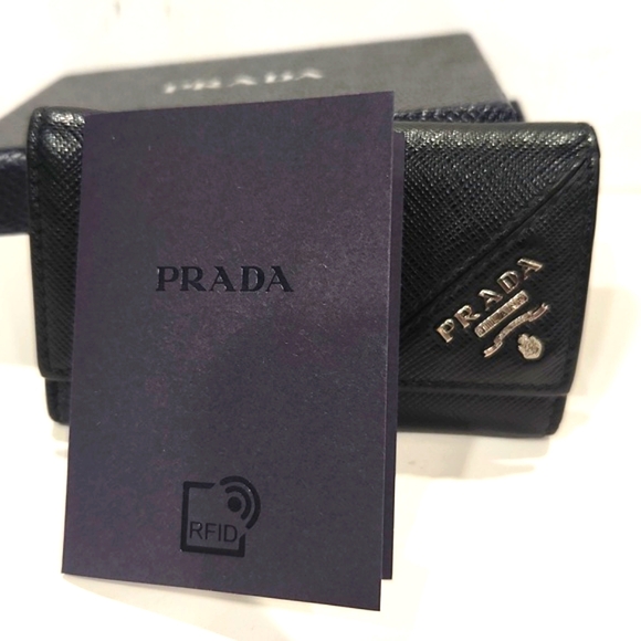 NEW! PRADA Authentic Saffiano Leather Black 6-Hook Key Case 2PG222 with Box - Picture 11 of 16